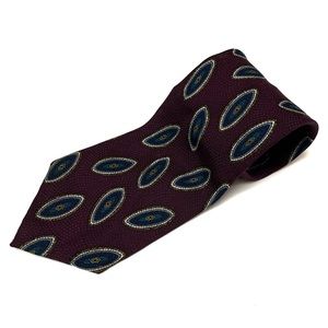 Ferrell Reed Handmade 100% Silk Maroon Purple Multicolor Paisley Oval Neck Tie